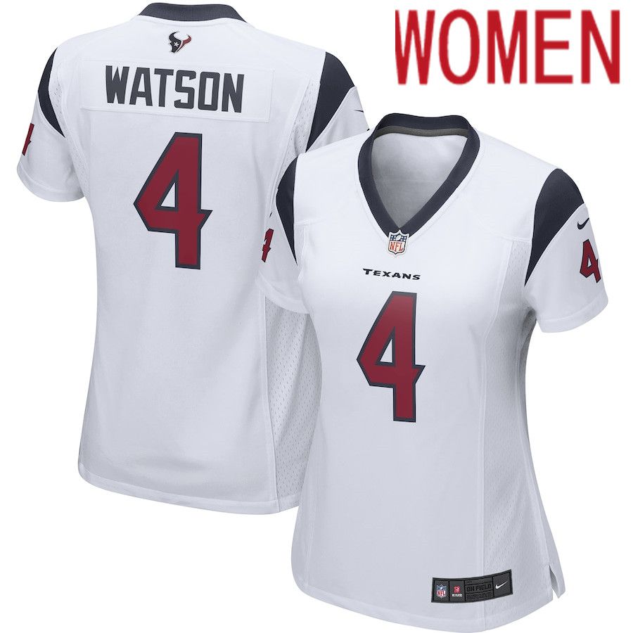 Women Houston Texans #4 Deshaun Watson White Nike Player Game NFL Jersey